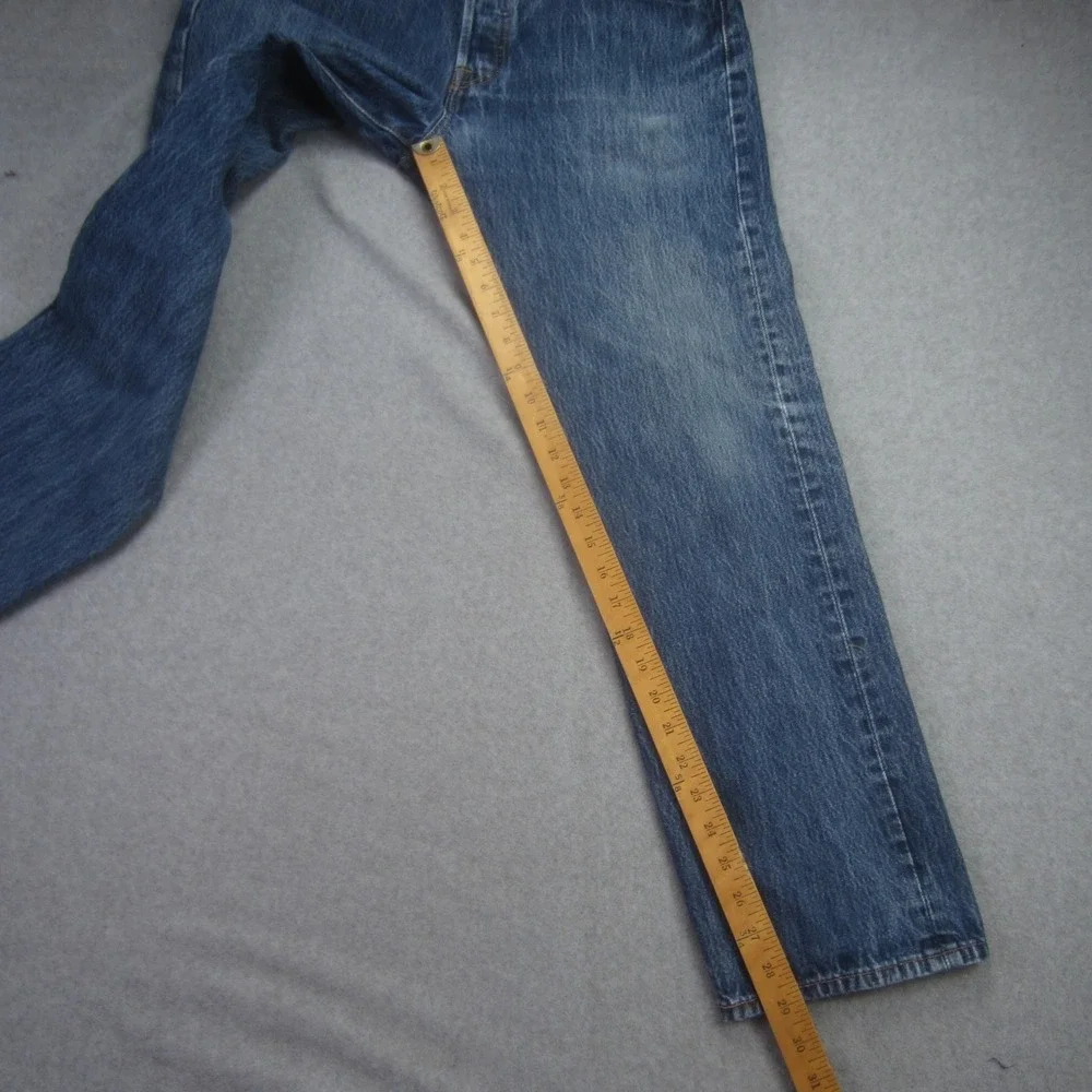 Levi 501 Jeans‎ Mens 34X30 Blue Button Fly Medium Wash Denim Straight Leg Retro